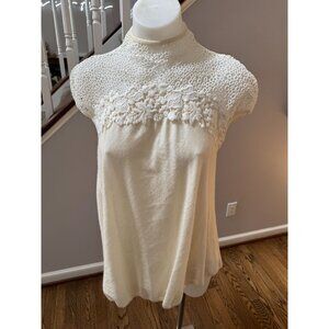 Giambattista Valli Cashmere Silk Floral Embroidered Knit Sweater Top White 40
